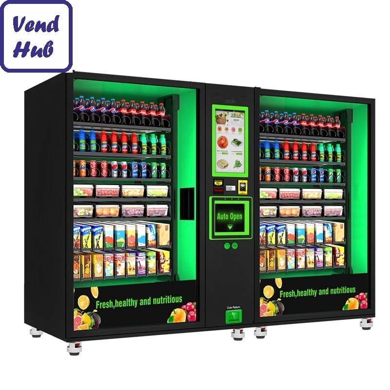 vendhub podwójny automat sprzedający sklep AI z wygodnym odbiorem towaru oraz z windą